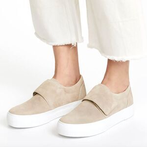 Vince. Cage Suede Leather Platform Sneakers (9.5) in Taupe Putty Gray Loafer